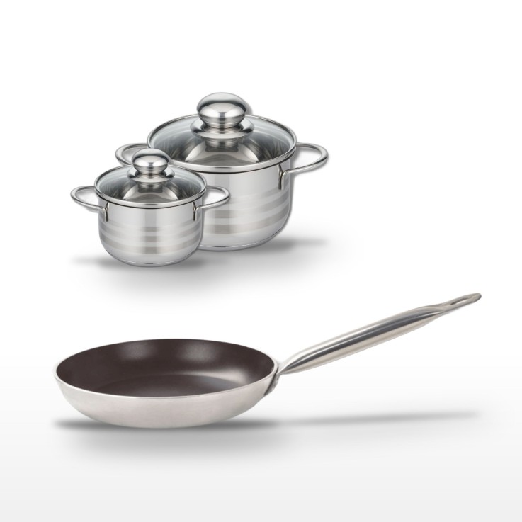 Batterie de cuisine Bistro Line et Brillant en aluminium et inox