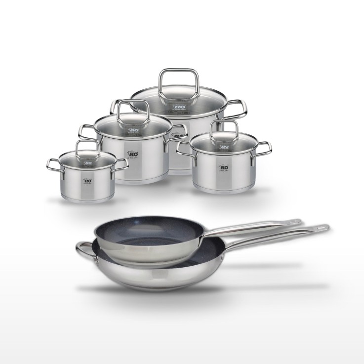 Batterie de cuisine Profi Therm Platinum et Citrin en inox et verre