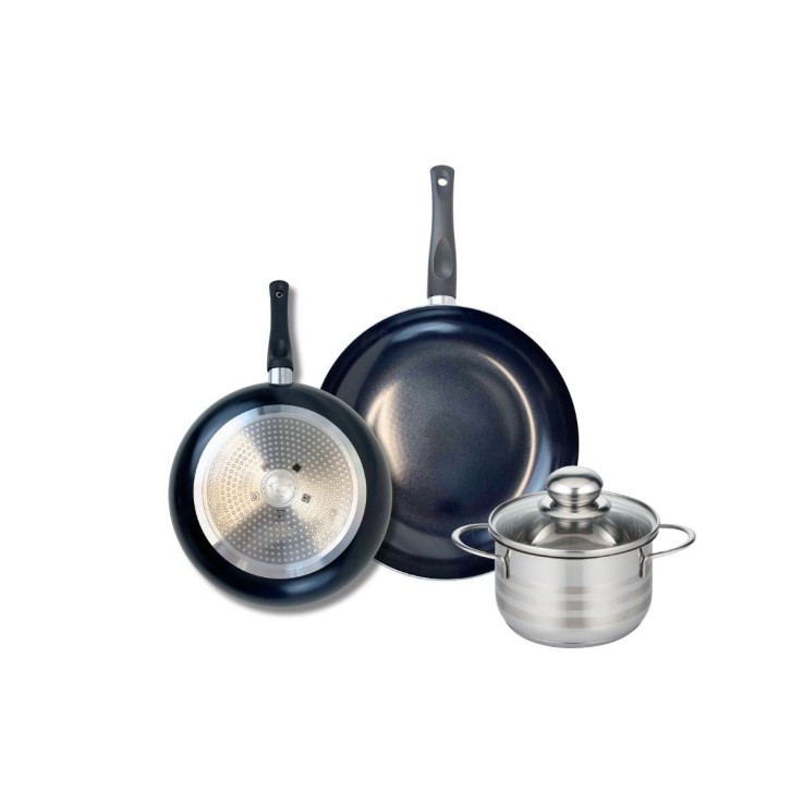Batterie Prima Brillant en aluminium et inox - 24, 28 et 16 cm