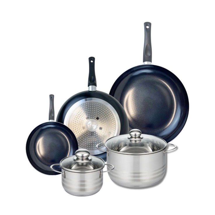 Batterie de cuisine Prima Brillant en aluminium et inox - 5 pièces - noir