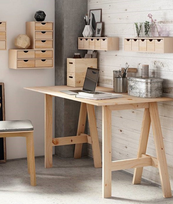 Bureau gain de place en pin...