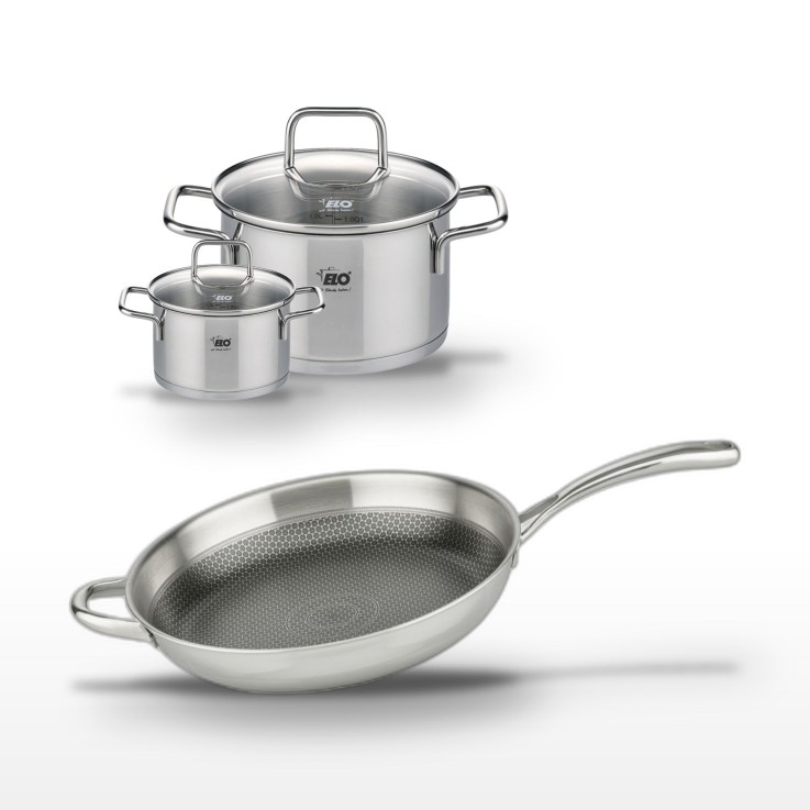 Batterie de cuisine Relief Evolution en inox - 32 cm - 2 faitouts 20/12 cm