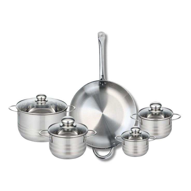 Batterie de cuisine Profi Brillant en inox - 5 pièces - poêle 32 cm