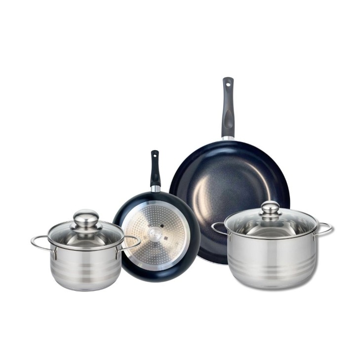 Batterie de cuisine Prima Brillant en aluminium et inox - 4 pièces - noire