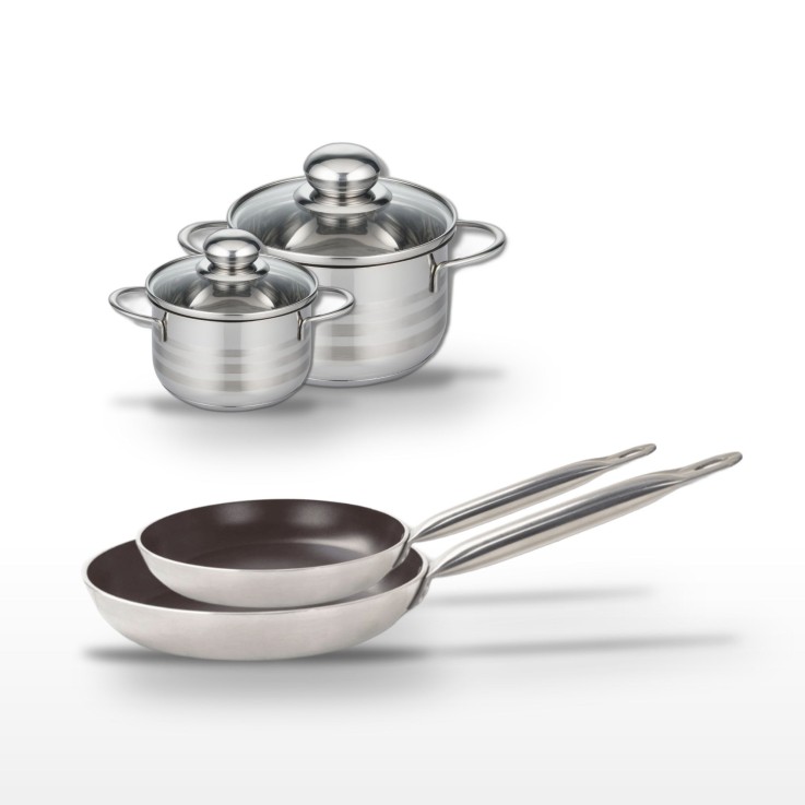 Batterie de cuisine Bistro Line en aluminium et inox - 28/32 cm - 12/16 cm