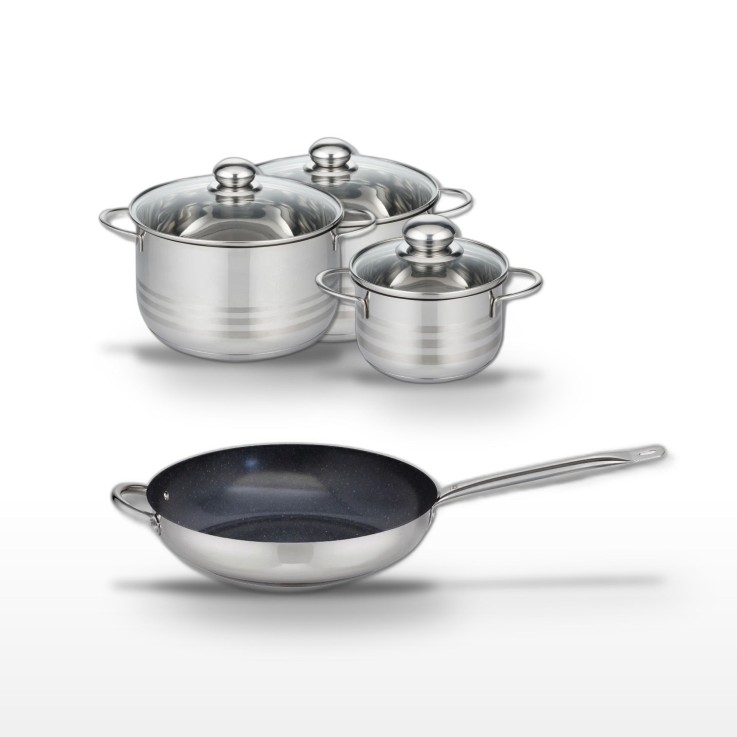 Batterie de cuisine Profi Therm Platinum en inox et céramique - 32 cm - 16/20/24 cm - gris