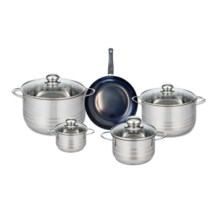 Batterie de cuisine Prima Brillant en aluminium et inox - 5 pièces - noire