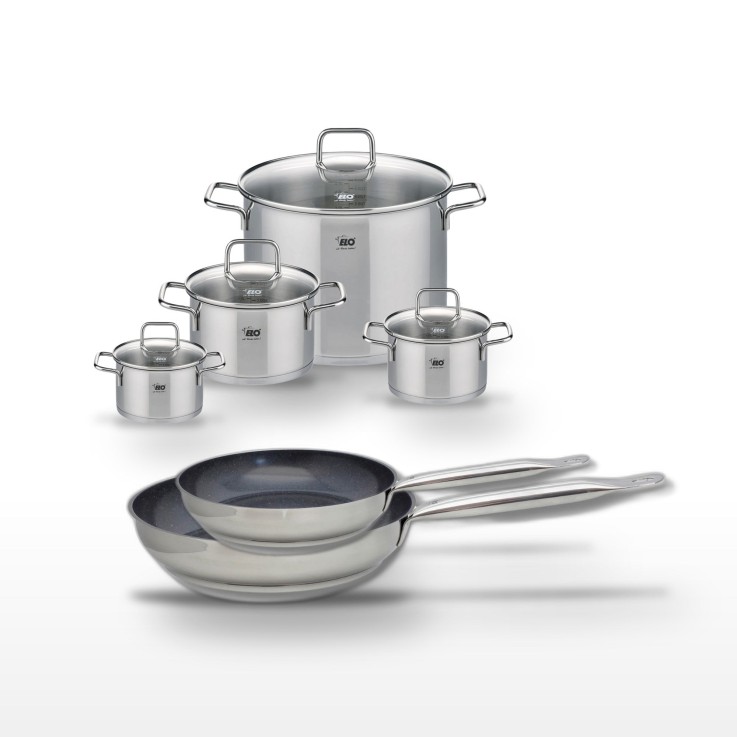 Lot de poêles Profi Therm Platinum et 4 faitouts Citrin - gris