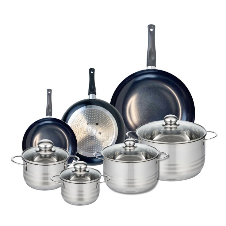 Batterie de cuisine Prima Brillant en aluminium et inox - 7 pièces