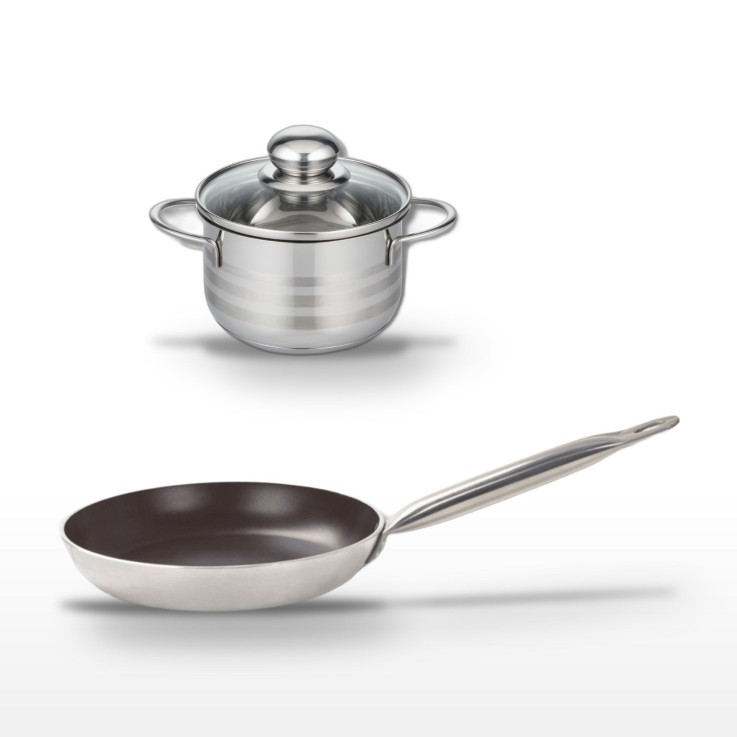 Lot poêle et faitout Bistro Line en aluminium et inox - 28 cm - 16 cm