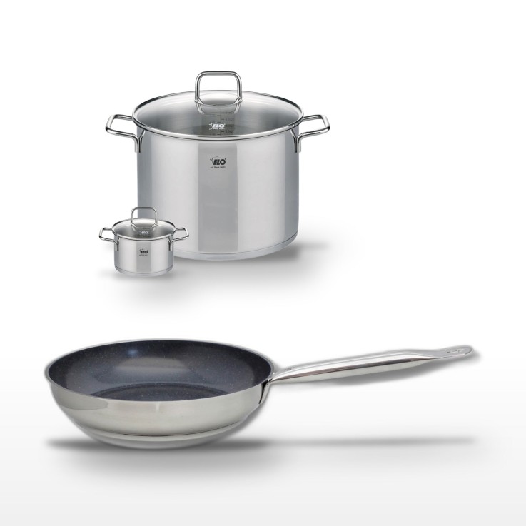 Batterie de cuisine Profi Therm Platinum en inox - 12, 24 et 26 cm - gris