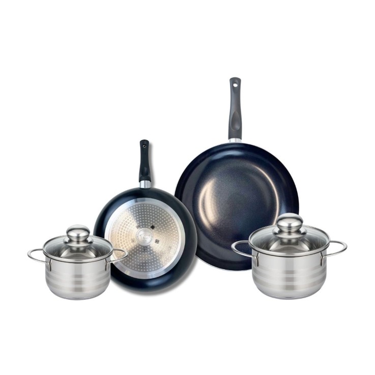 Batterie de cuisine Prima Brillant en aluminium et inox - noire