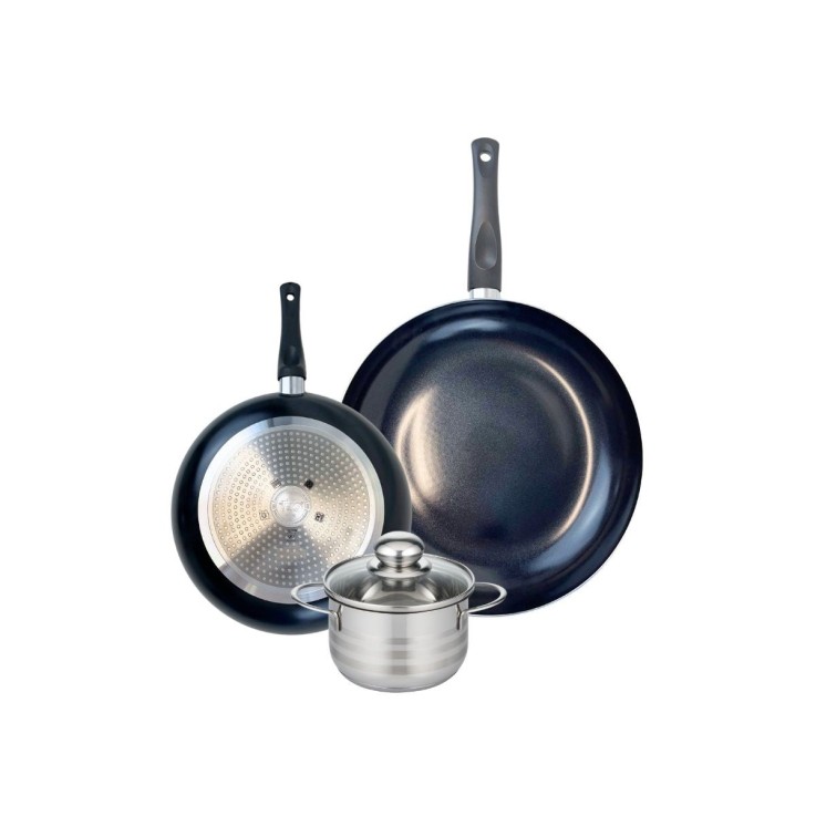 Batterie Prima Brillant en aluminium et inox - 14, 24 et 32 cm