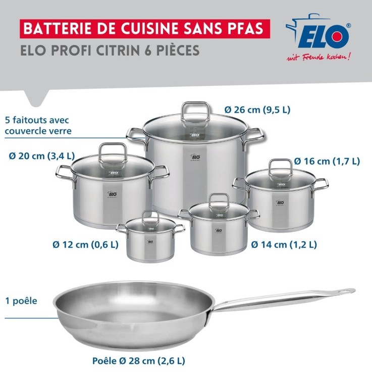 Batterie de cuisine Profi Citrin en inox - 28 cm et 12-26 cm
