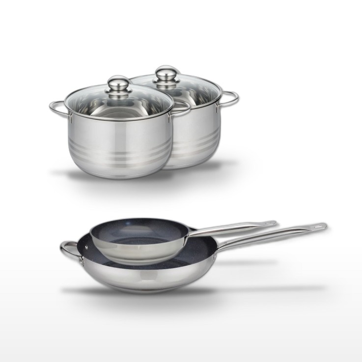 Batterie de cuisine Profi Therm Platinum en inox 18/10 - 4 pièces - gris