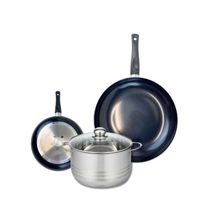 Ensemble de cuisson Prima Brillant en aluminium et inox - 20/32 cm - noir