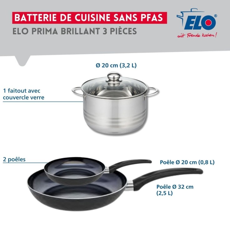 Ensemble de cuisson Prima Brillant en aluminium et inox - 20/32 cm - noir