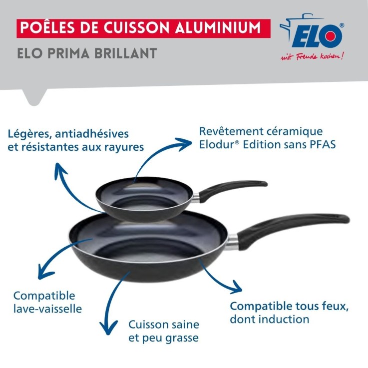 Ensemble de cuisson Prima Brillant en aluminium et inox - 20/32 cm - noir