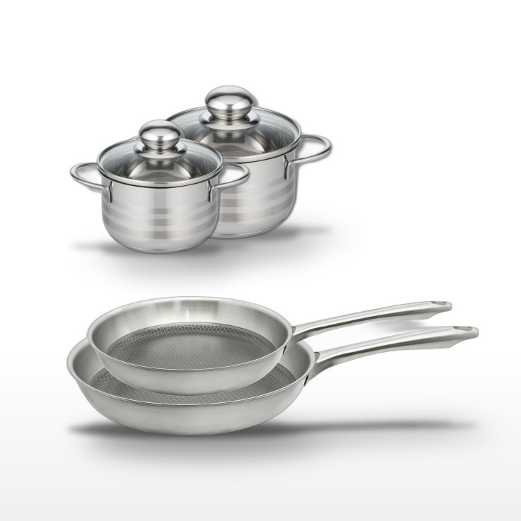 Batterie de cuisine Relief Passion en inox - 4 pièces - 14/16/24/28 cm