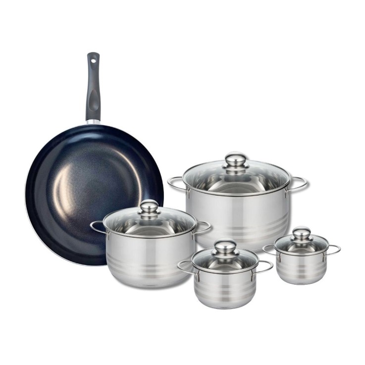 Batterie de cuisine Prima Brillant en aluminium et inox - 5 pièces - noire