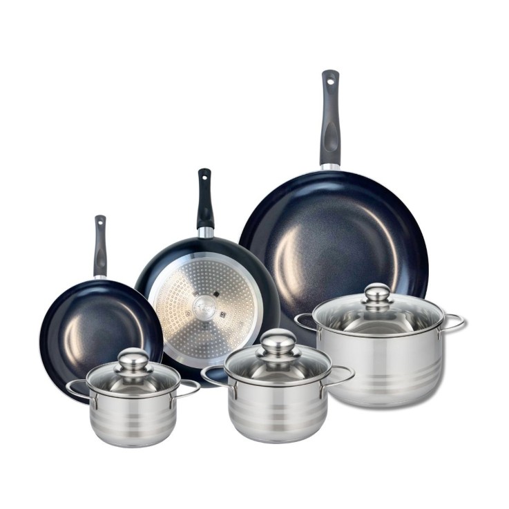 Batterie de cuisine Prima Brillant en aluminium et inox - 20, 24, 32 cm - 14, 16, 20 cm