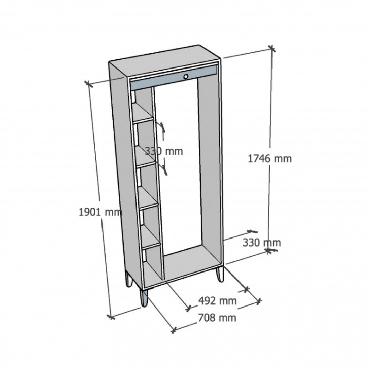 Armoire avec pieds en pin massif Germain