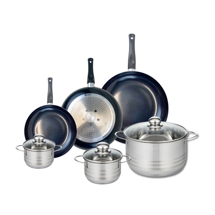 Batterie de cuisine Prima Brillant en aluminium et inox - 20/24/28 cm - 12/14/24 cm