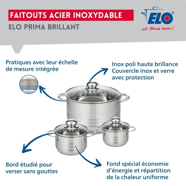 Batterie de cuisine Prima Brillant en aluminium et inox - 20/24/28 cm - 12/14/24 cm