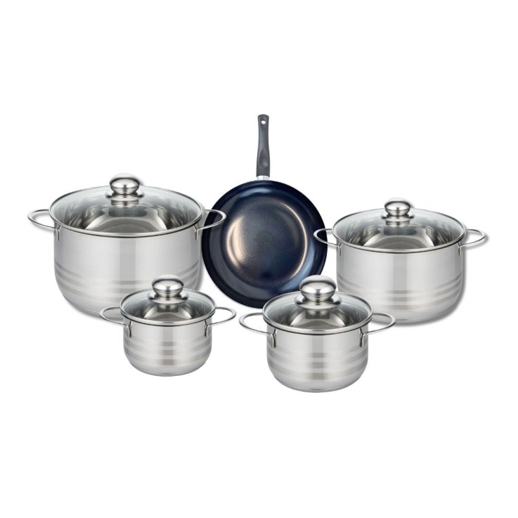 Batterie de cuisine Prima Brillant en aluminium et inox - 14-24 cm - noire