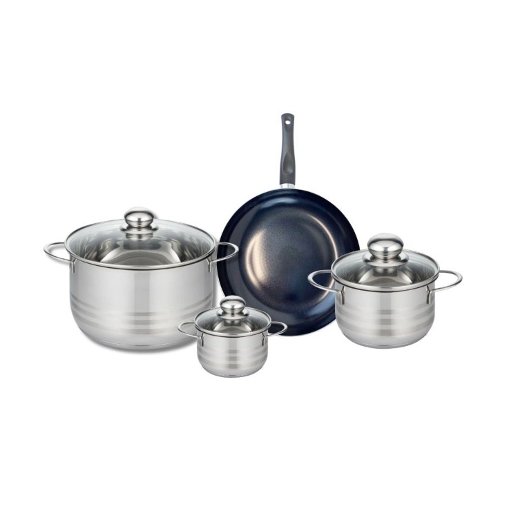 Batterie de cuisine Prima Brillant en aluminium et inox - 12/16/24 cm - noir