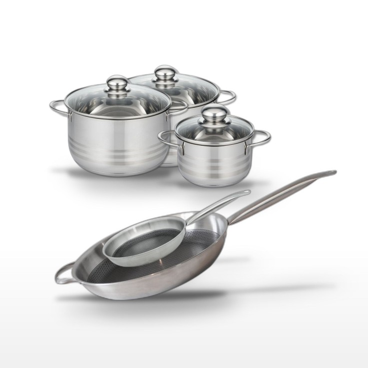 Batterie de cuisine Relief Solution en inox - 16 à 32 cm - noire
