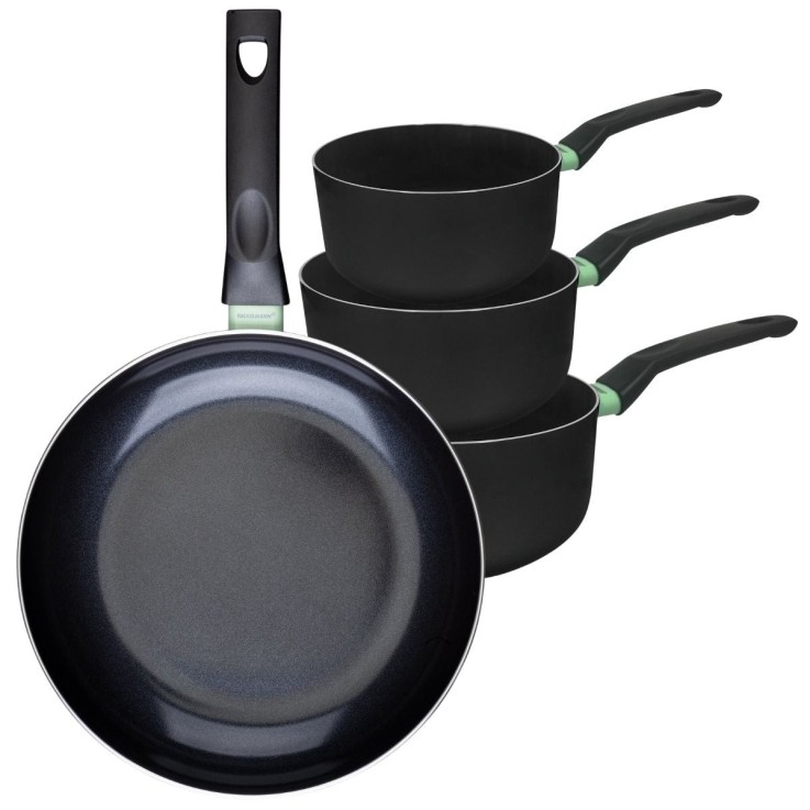 Batterie de cuisine Brandao en aluminium recyclé - 16/18/20/30 cm - noir et vert
