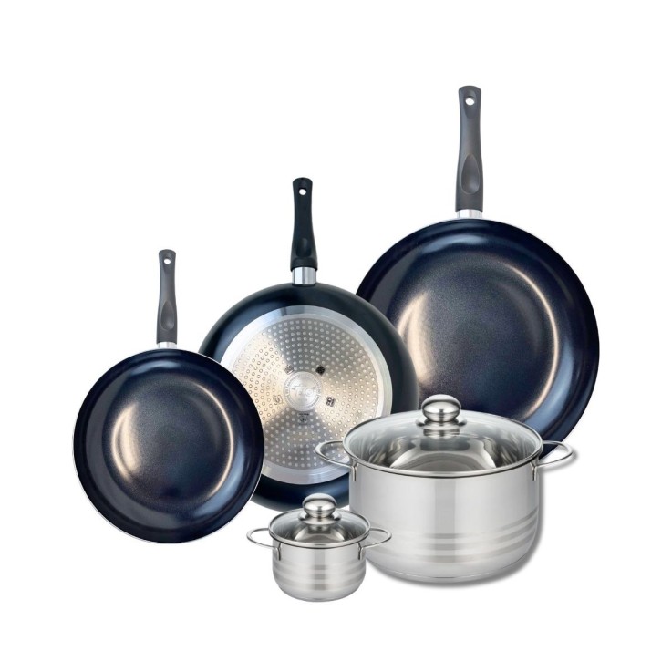 Batterie de cuisine Prima Brillant en aluminium et inox - 5 pièces - noire