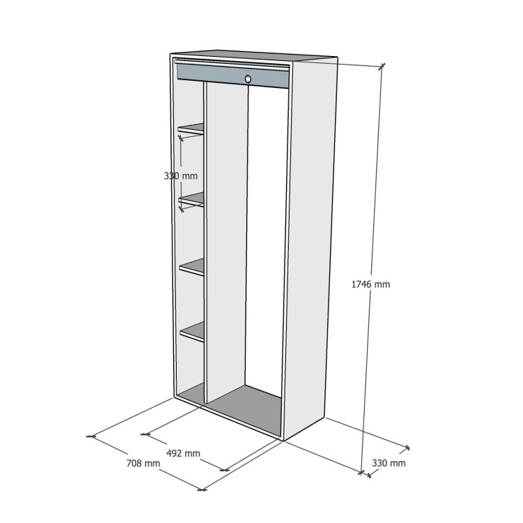 Armoire sans pieds en pin massif Germain