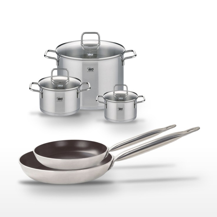 Batterie de cuisine Bistro Line en aluminium et inox - 28/32 cm - 16/20/26 cm - noire