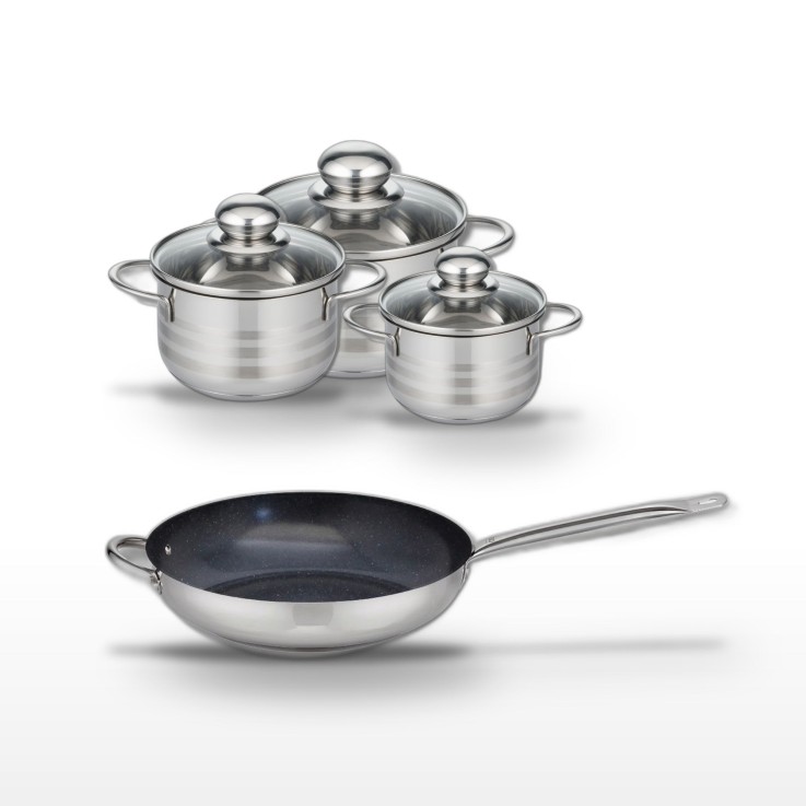 Batterie de cuisine Profi Therm Platinum en inox - poêle 32 cm - gris