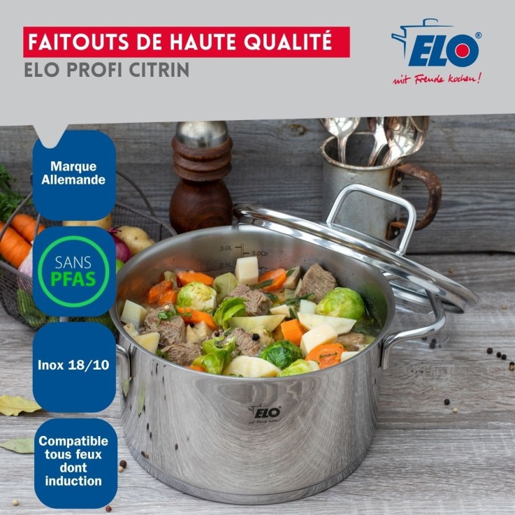 Batterie de cuisine Profi Citrin en inox - 12, 16, 26 et 32 cm