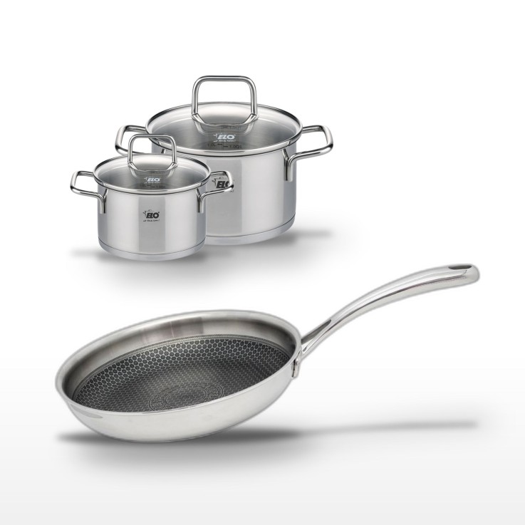 Batterie de cuisine Relief Evolution et Citrin en inox - 28/16/12 cm