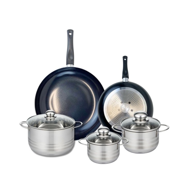 Batterie de cuisine Prima Brillant en aluminium et inox - 14, 16, 20, 24 et 32 cm