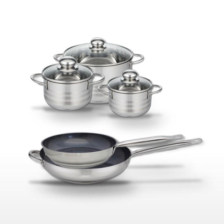 Batterie de cuisine Profi Therm Platinum en inox - 5 pièces - 14/16/24/28/32 cm - gris