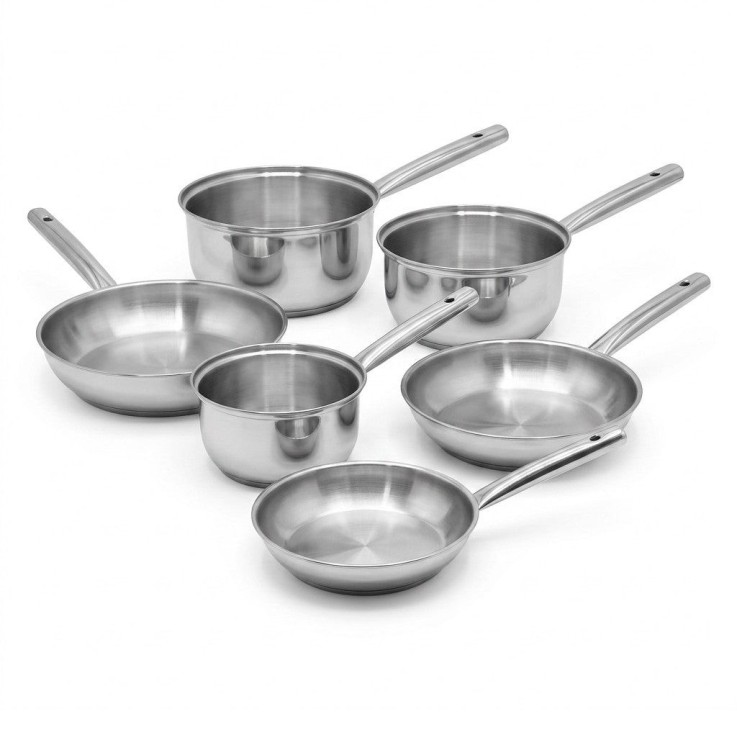 Batterie de cuisine Rhona en inox - casseroles 18/20/22 cm - poêles 20/24/28 cm