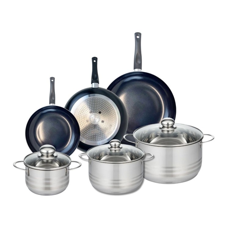 Batterie de cuisine Prima Brillant en aluminium et inox - 6 pièces