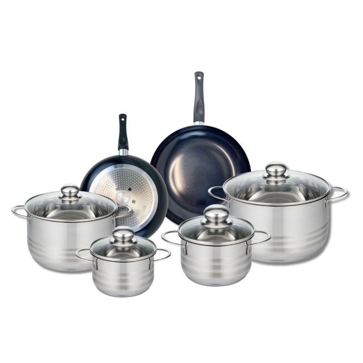 Batterie de cuisine Prima Brillant en aluminium et inox - 6 pièces - noire