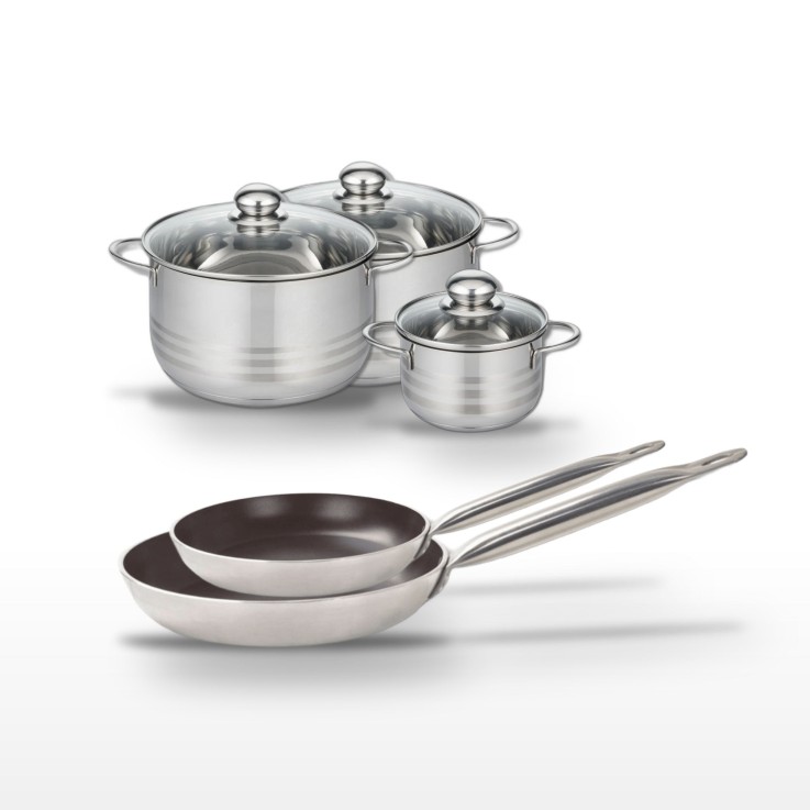 Lot de poêles et faitouts Bistro Line en aluminium et inox - noir