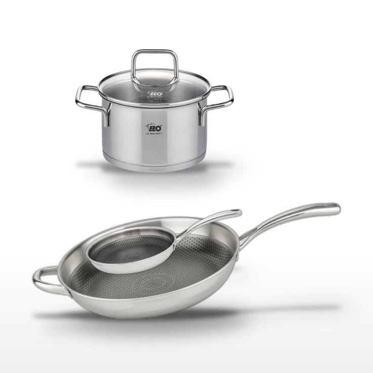 Batterie de cuisine Relief Evolution et Citrin en inox - 20, 24, 32 cm