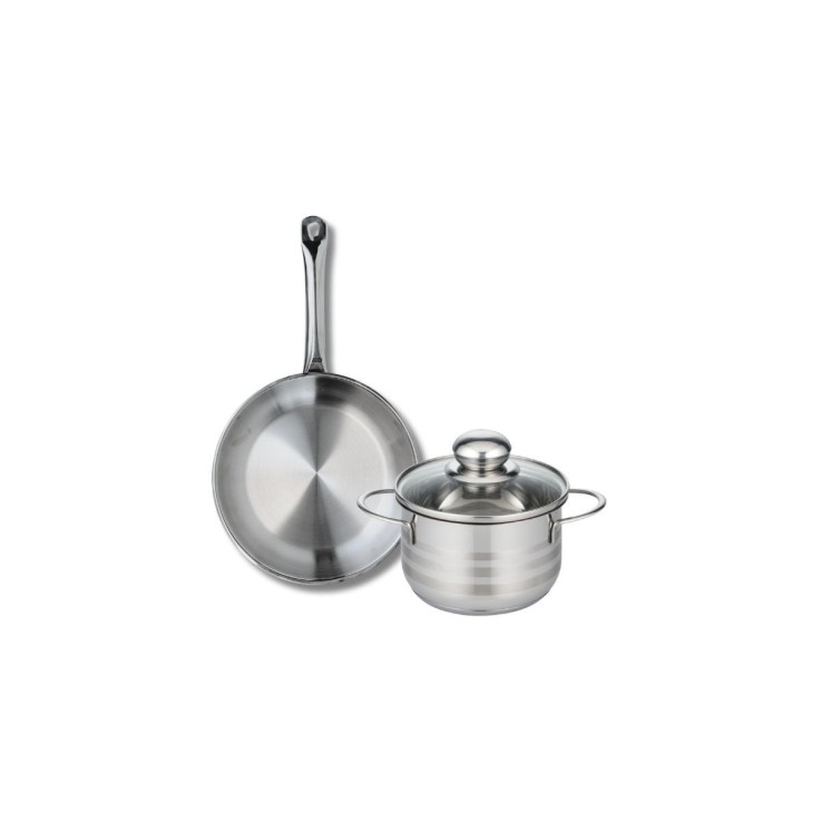 Ensemble poêle et faitout Profi Brillant en inox - 24 et 16 cm