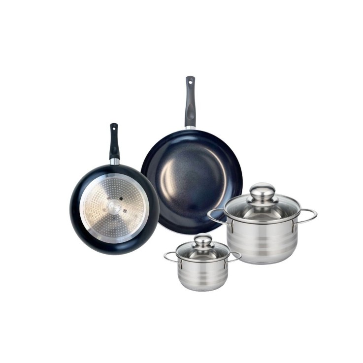 Batterie de cuisine Prima Brillant en aluminium et inox - 4 pièces - noir