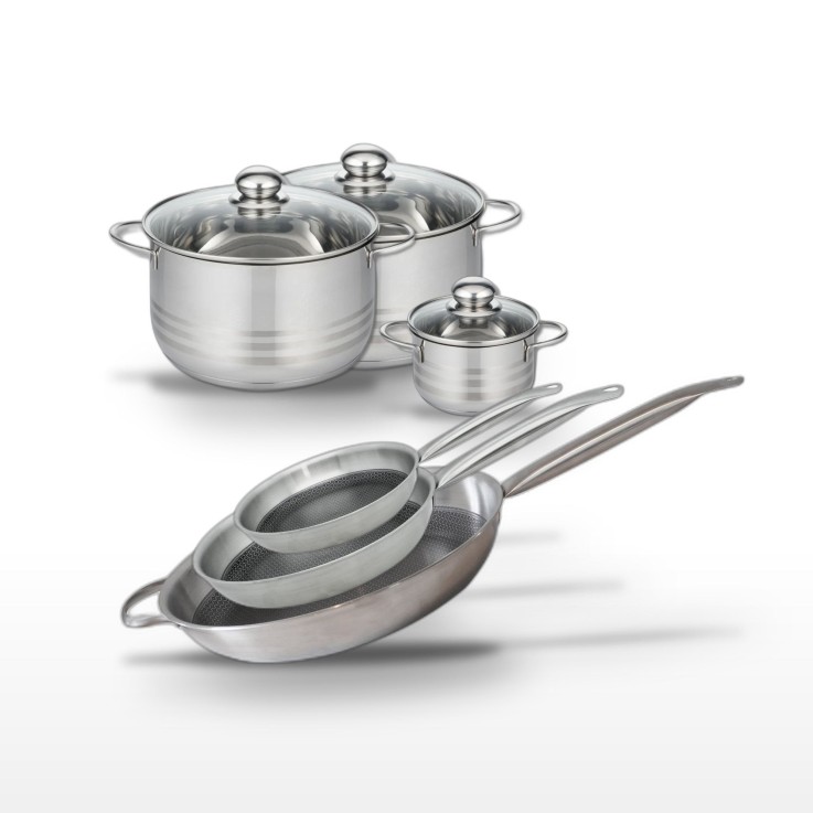 Batterie de cuisine Relief Solution en inox - 6 pièces - noire