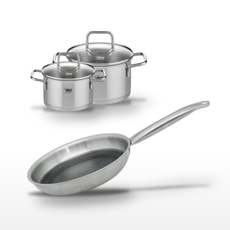 Batterie de cuisine Relief Solution et Citrin en inox - 24/16/20 cm - noir