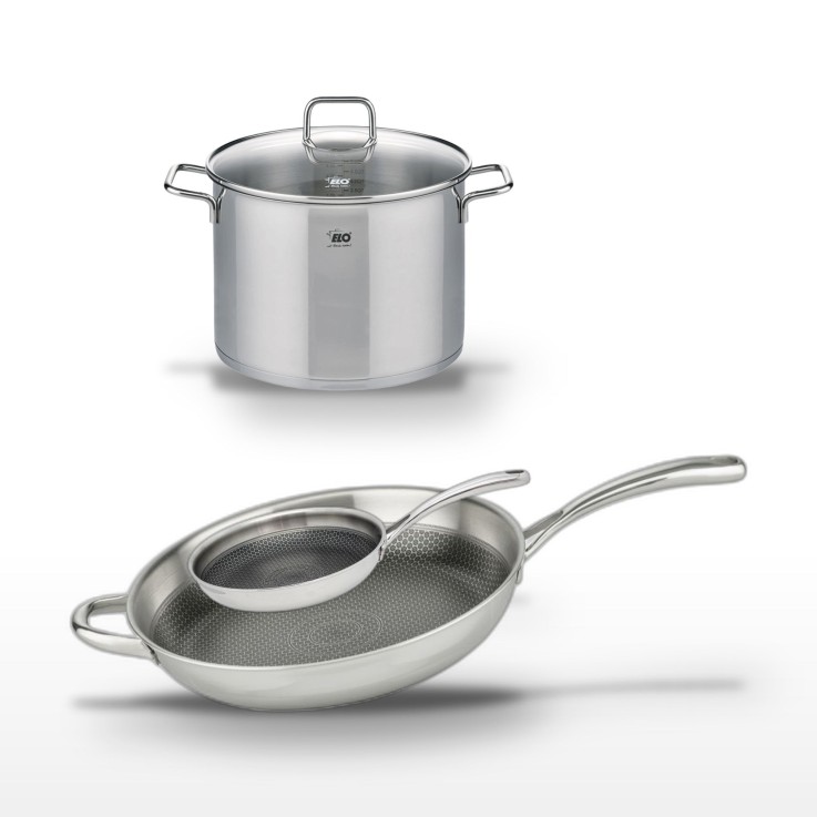 Batterie de cuisine Relief Evolution en inox - 24, 26 et 32 cm